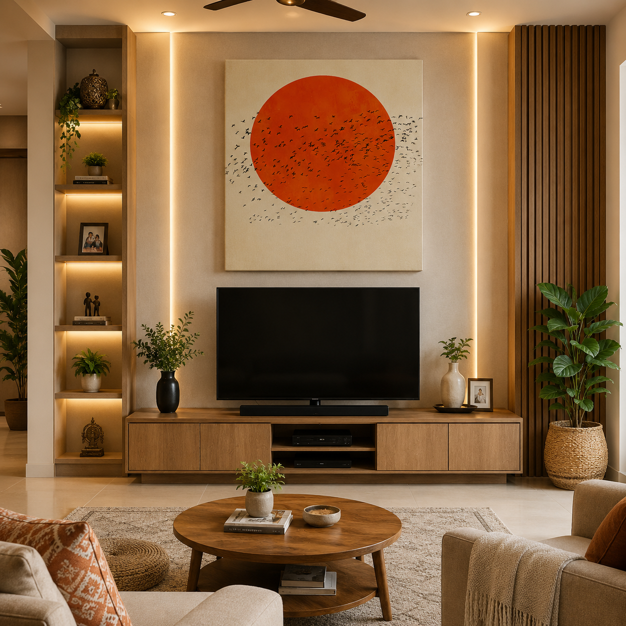 Crimson Flight – Printed Canvas Felt Acoustic Panel (4 x 4)