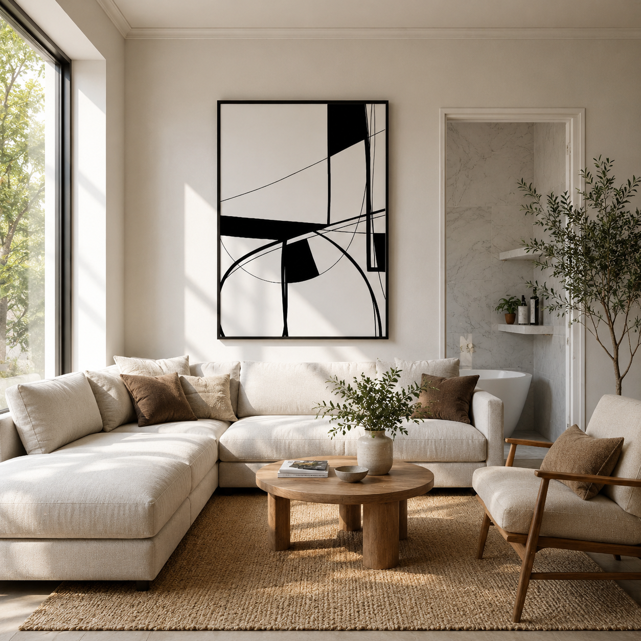 Monochrome Motion – Printed Canvas Felt Acoustic Panel (4 X 3)