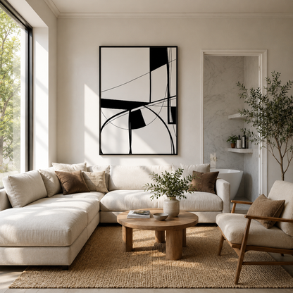 Monochrome Motion – Printed Canvas Felt Acoustic Panel (4 X 3)