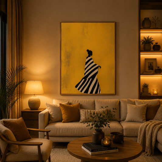 Golden Poise – Luxury Canvas Felt Acoustic Panel (4 X 3)