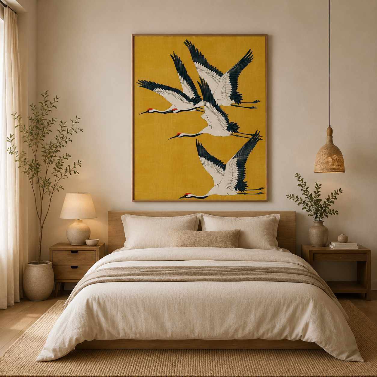 Golden Flight – Printed Canvas Felt Acoustic Panel (4 X 3)