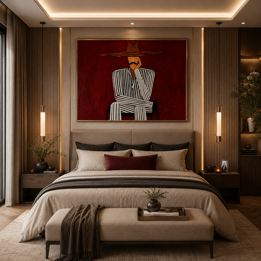 The Crimson Gentleman – Luxury Canvas Felt Acoustic Panel (4 X 3)