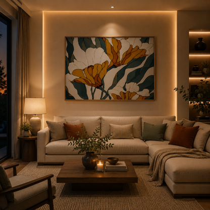 Amber Bloom – Designer Canvas Felt Acoustic Wall Panel (4 X 3)