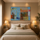Azure Garden Mosaic – Luxury Canvas Felt Acoustic Panel (4 X 3)