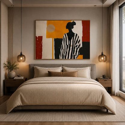 Silhouette in Contrast – Printed Canvas Felt Acoustic Panel (4 x 3 Feet)