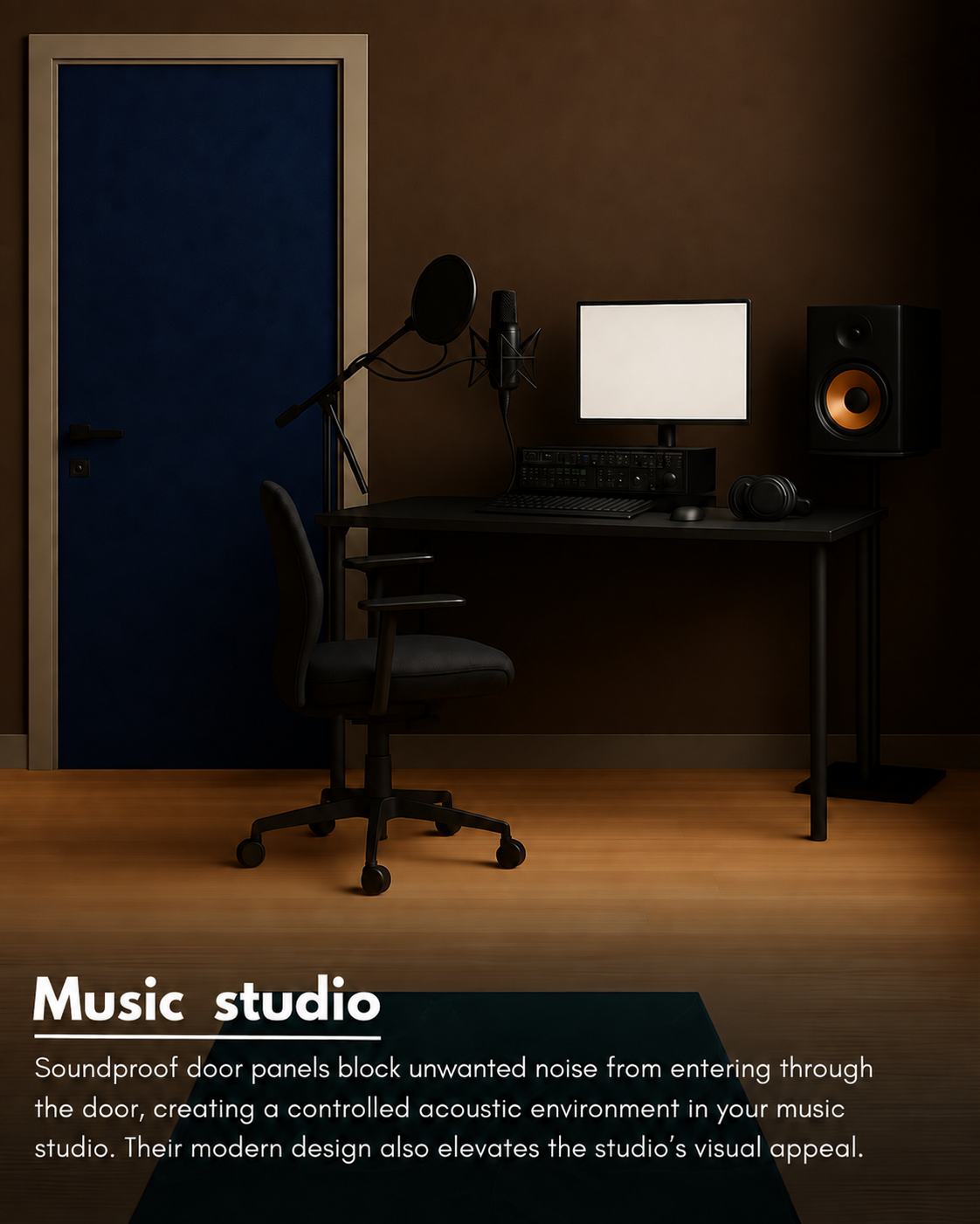 Door Soundproof Panel with Door Seals | Night Blue