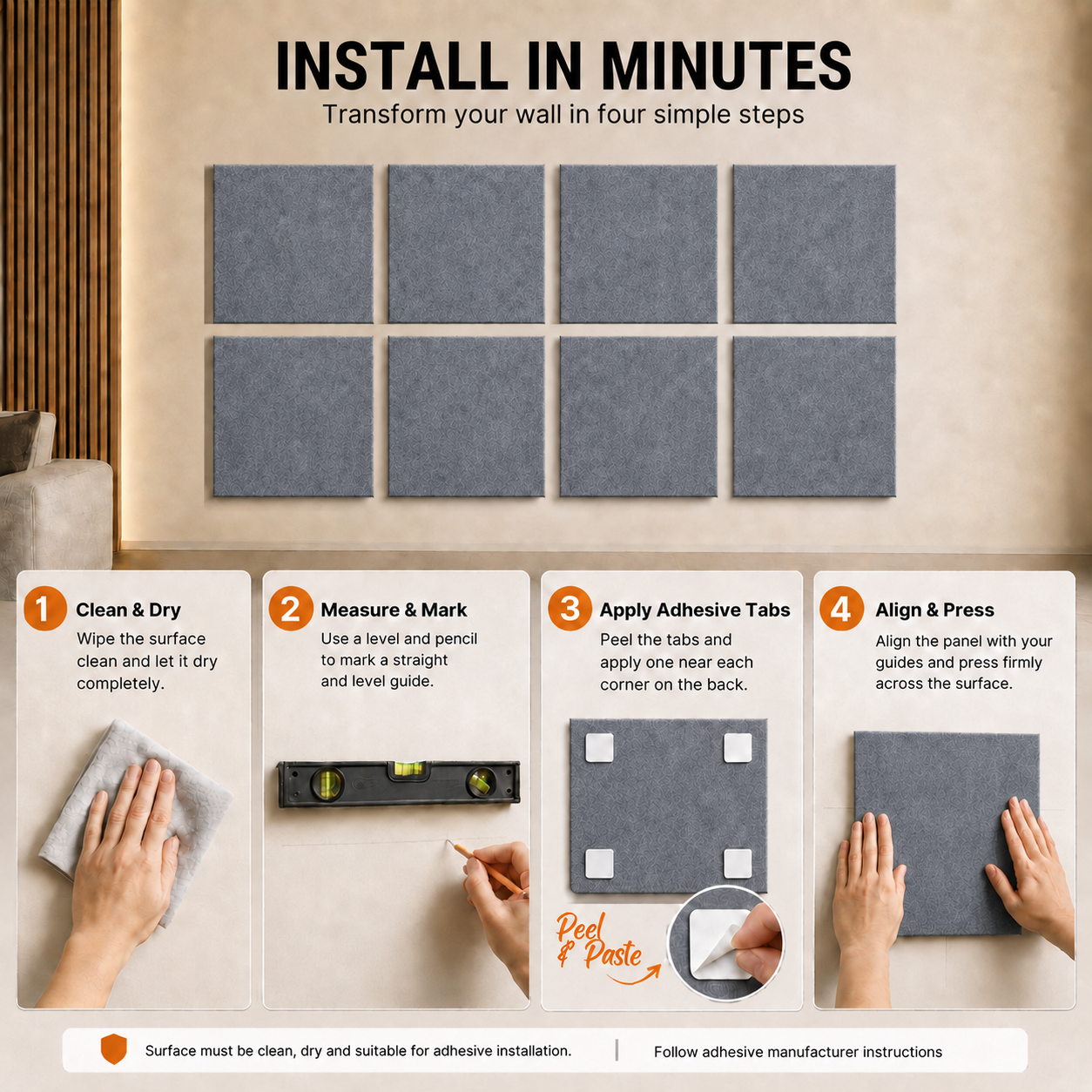 Felt PET Acoustic Panel | Office & Home Acoustics | Smoke