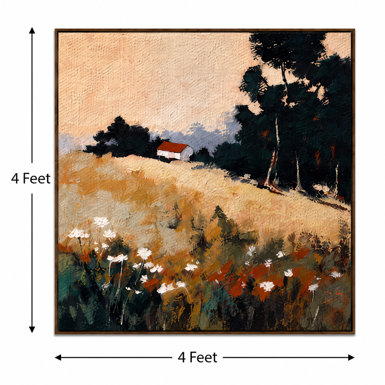 Golden Meadow Retreat – Printed Canvas Felt Acoustic Panel (4 x 4)
