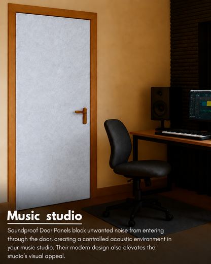Door Soundproof Panel with Door Seals | Hair Grey