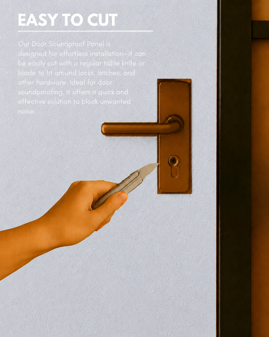 Door Soundproof Panel with Door Seals | Hair Grey