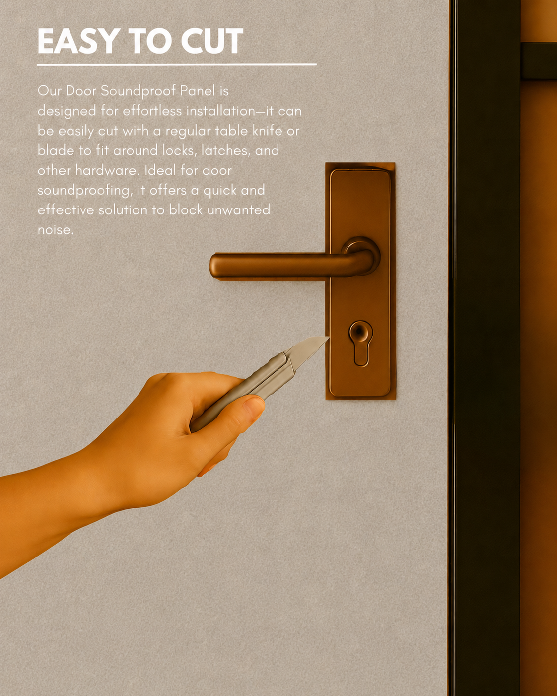 Door Soundproof Panel with Door Seals | Sand Brown