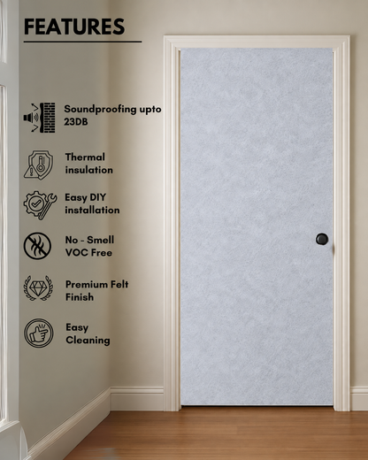 Door Soundproof Panel with Door Seals | Hair Grey