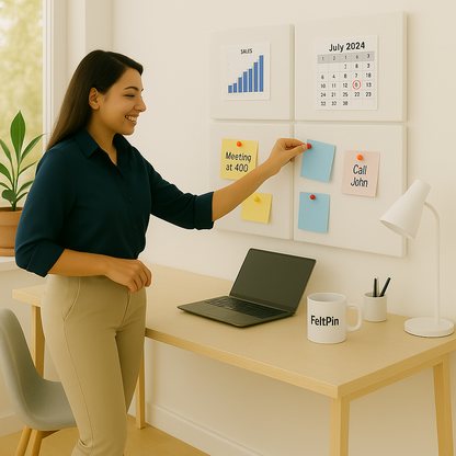 FeltPin Bulletin Board 30x30cm | White