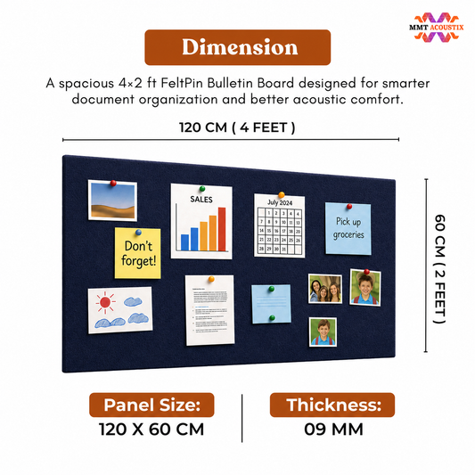 FeltPin Acoustic Bulletin Board 4 x 2 Feet | Iris