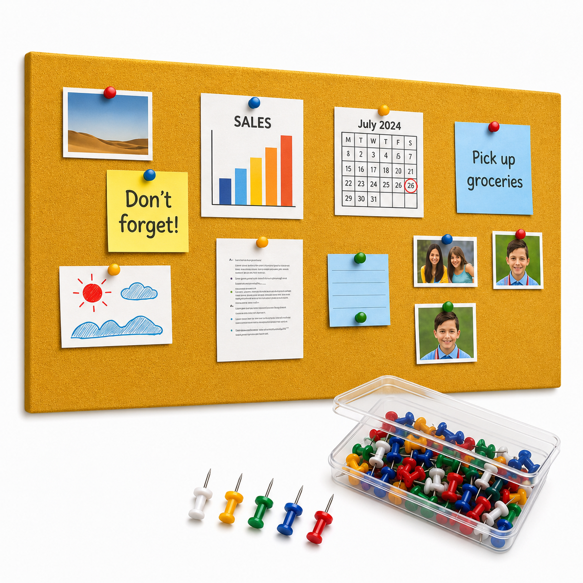 MMT Acoustix FeltPin acoustic bulletin board 4x2 ft in Mustard