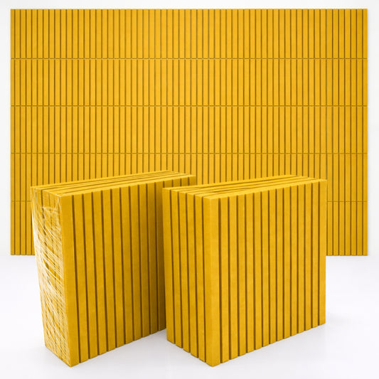 PET Acoustic Panels | 30x30cm Slats | Mustard | 8 Pcs