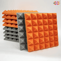 Pyramid Acoustic Foam Panel 2" | 1 X 1 Feet | Stone White & MMT Orange