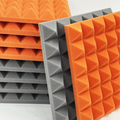 Pyramid Acoustic Foam Panel 2" | 1 X 1 Feet | Stone White & MMT Orange