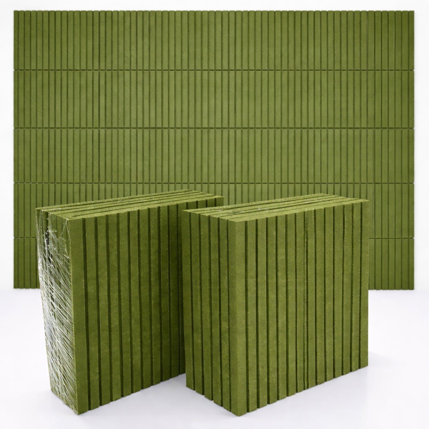 PET Acoustic Panels | 30x30cm Slats | Olive | 8 Pcs