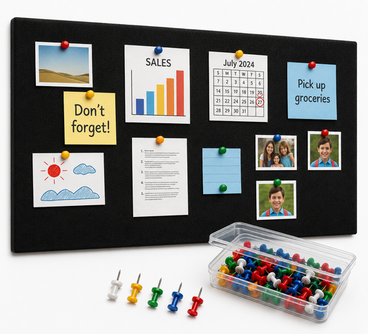 FeltPin Bulletin Board 120x60cm | Piano Black