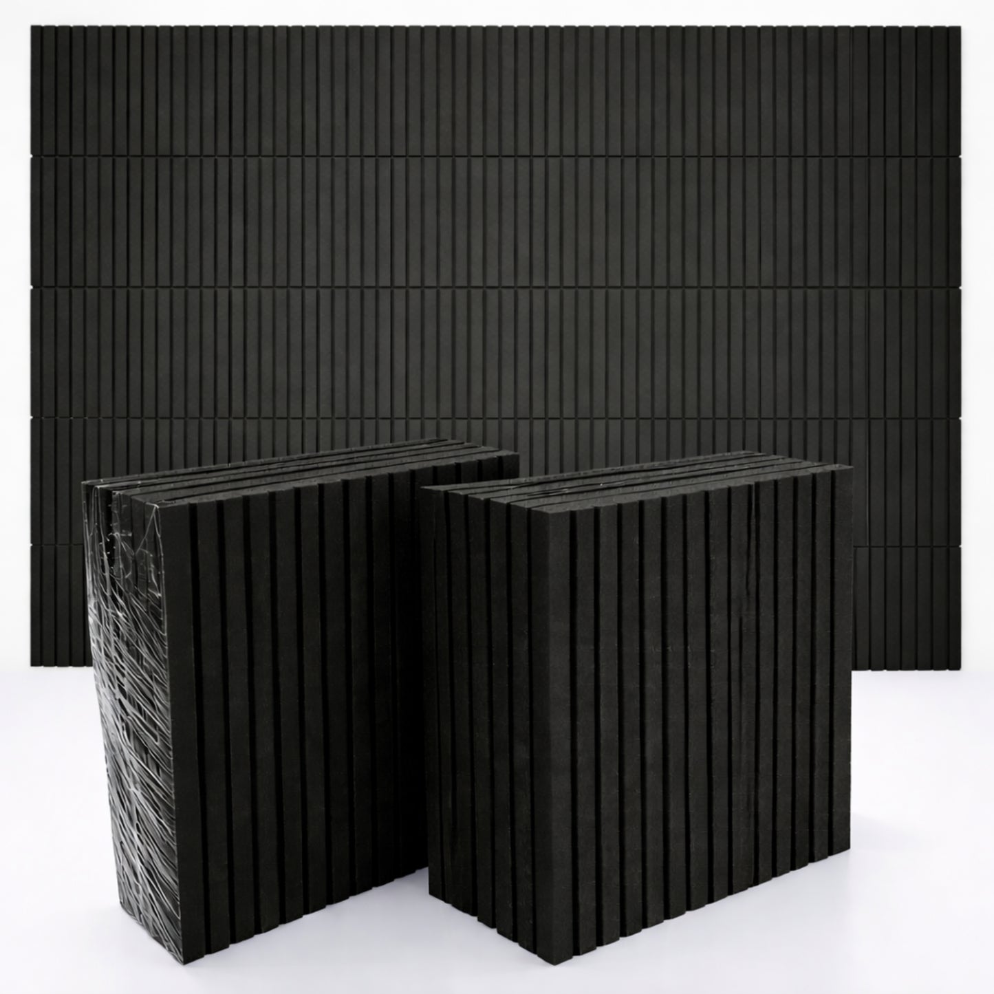 Slats Felt Acoustic Panels 30×30 cm Panels Black  Set of 8