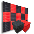 Pyramid Acoustic Foam Panel 2" | 1 x 1 Feet | Pro Charcoal & Flame Red