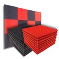 Pyramid Acoustic Foam Panel 1" | 1 X 1 feet | Pro Charcoal & Flame Red