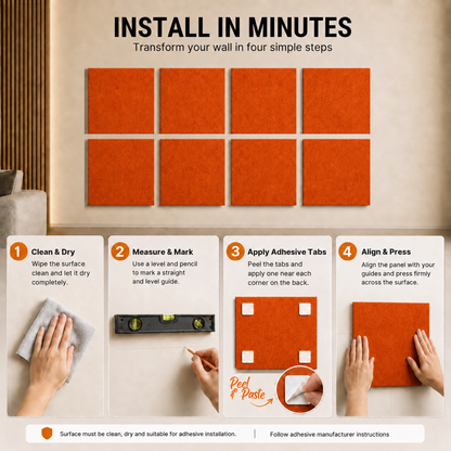 Felt PET Acoustic Panel | Office & Home Acoustics | Rust