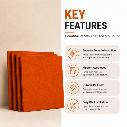 Felt PET Acoustic Panel | Office & Home Acoustics | Rust