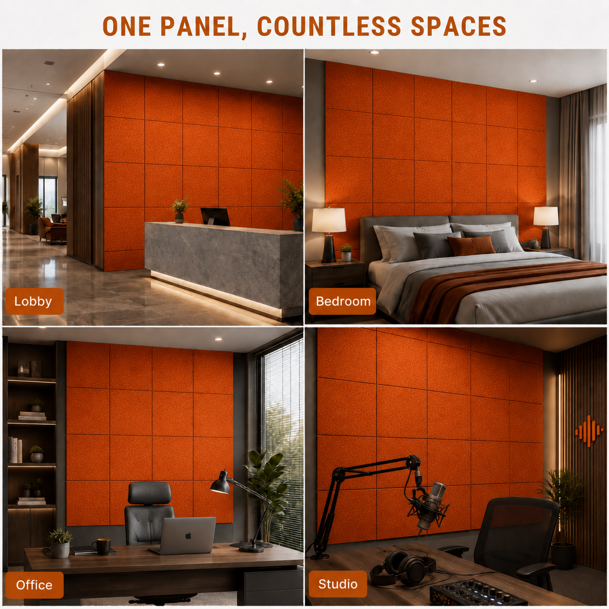 Felt PET Acoustic Panel | Office & Home Acoustics | Rust