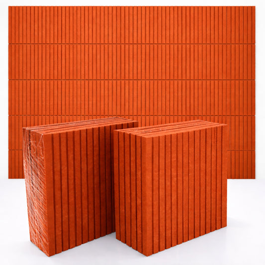 Slats Felt Acoustic Panels 30×30 cm Panels Rust  Set of 8