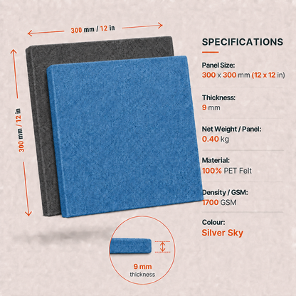 Felt PET Acoustic Panel | Office & Home Acoustics | Silver Sky