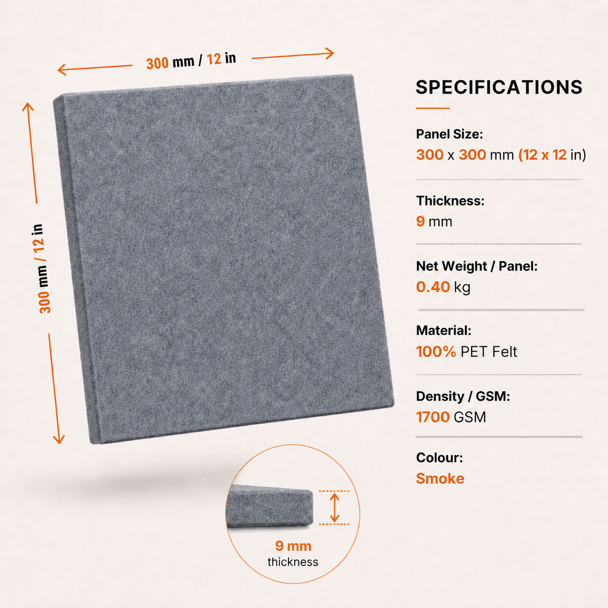 Felt PET Acoustic Panel | Office & Home Acoustics | Smoke