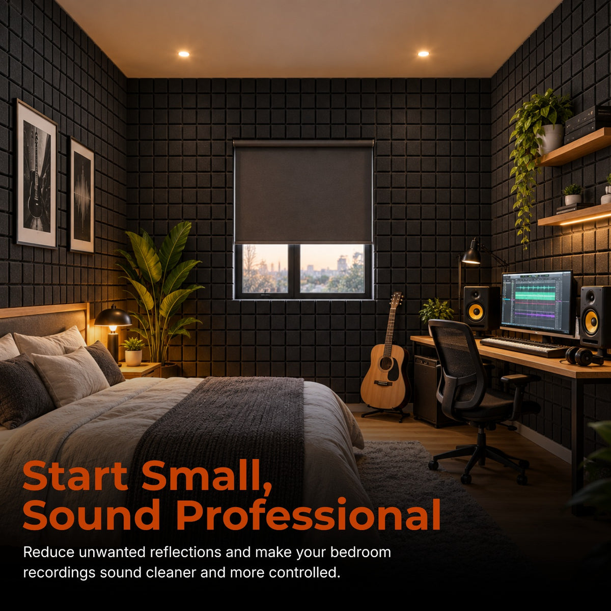Turbo Acoustic Foam 6x3 ft, Charcoal Black