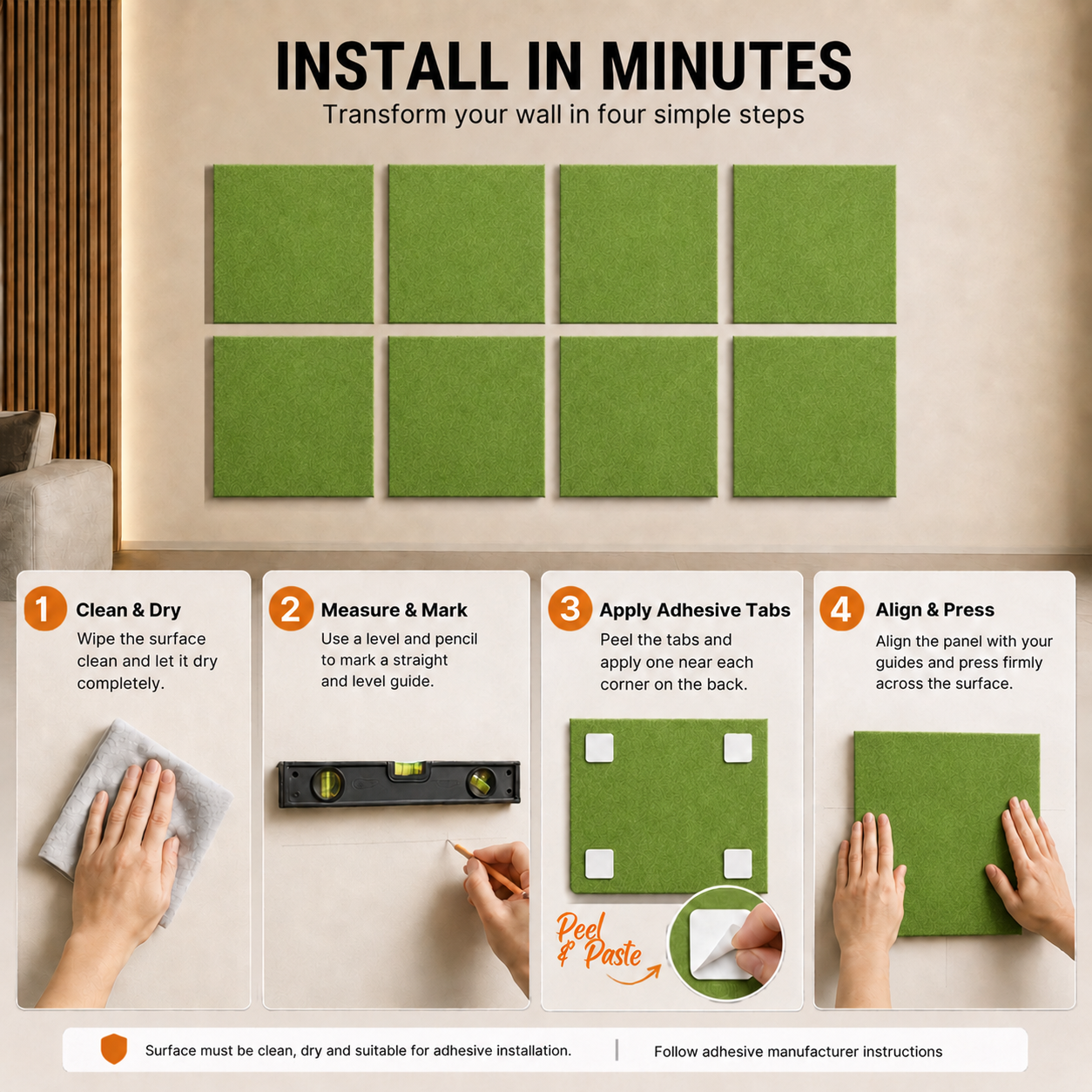 Felt PET Acoustic Panel | Office & Home Acoustics | Wasabi
