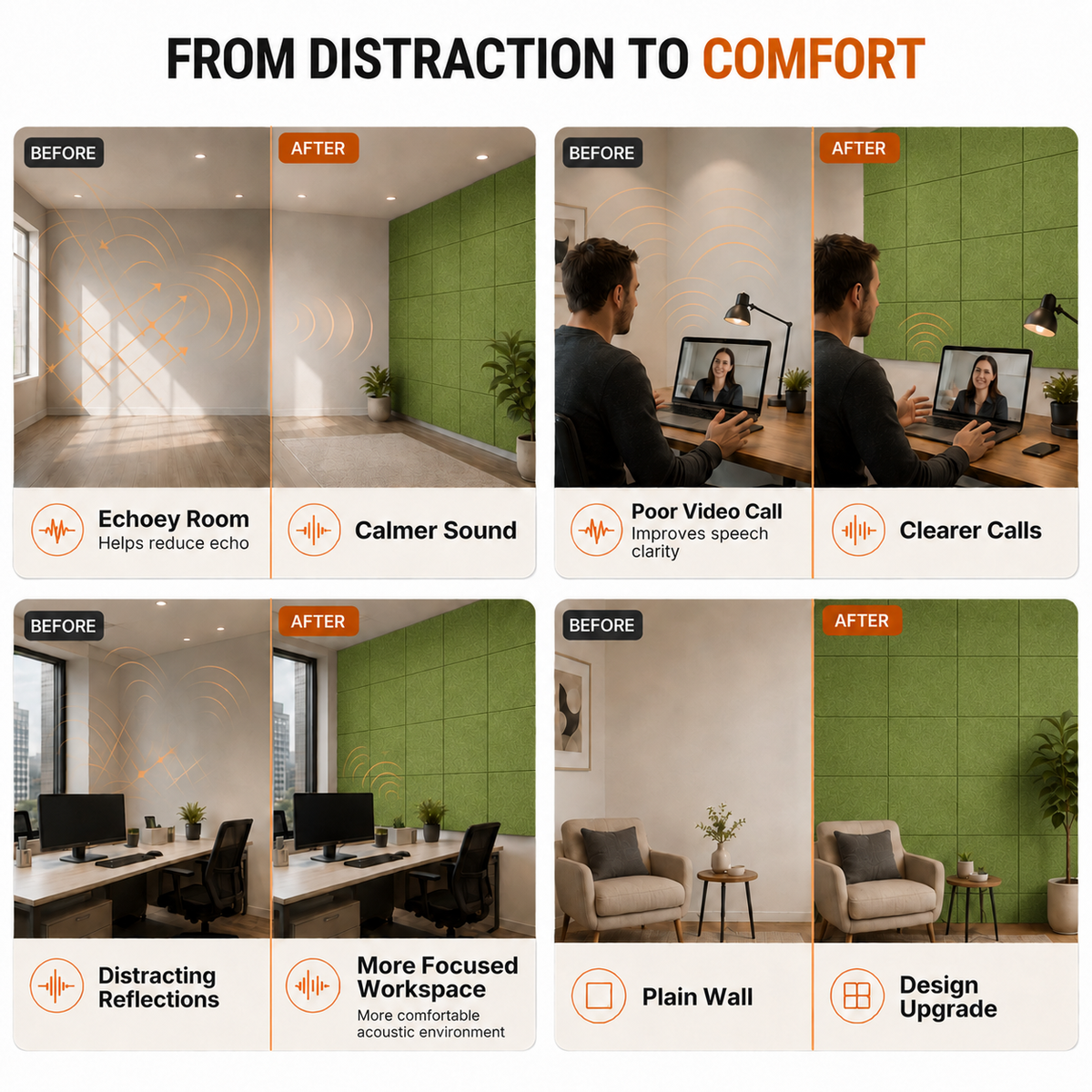 Felt PET Acoustic Panel | Office & Home Acoustics | Wasabi