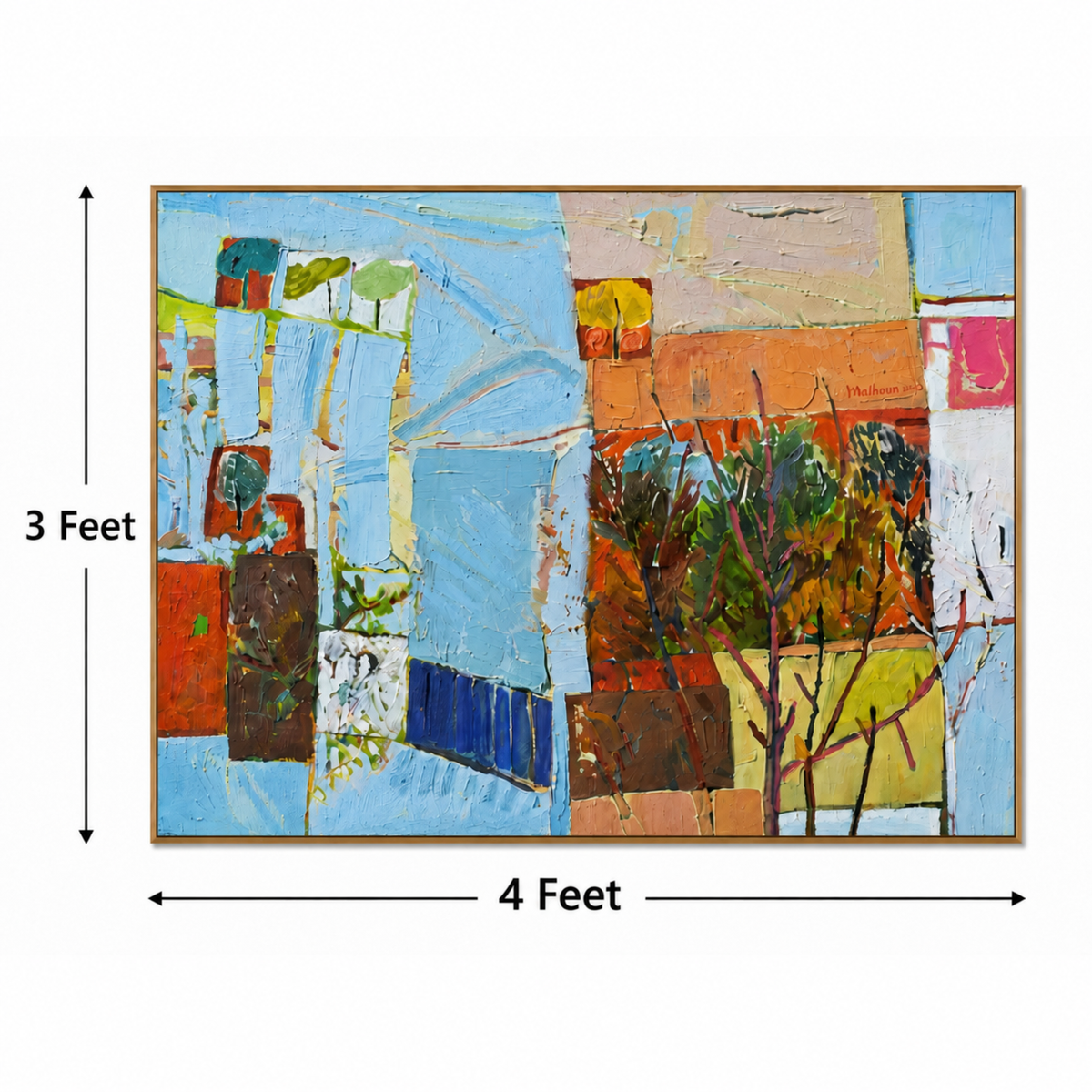 Azure Garden Mosaic – Luxury Canvas Felt Acoustic Painting (4 X 3)