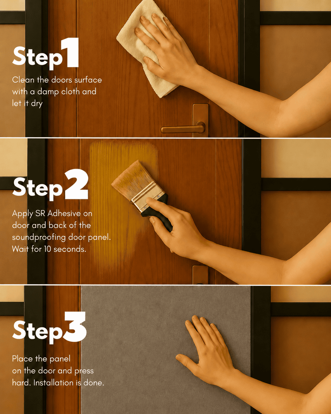 Door Soundproof Panel with Door Seals | Hair Grey