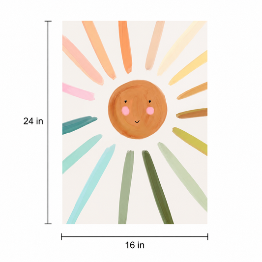 Sunny Day acoustic painting shown installed on a kids room wall