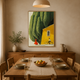 Cypress Trees Yellow House acoustic painting on PET felt canvas