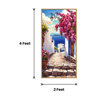 Bougainvillea Seaside Alley acoustic painting size guide, 4 x 2 ft