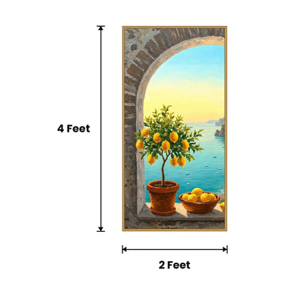 Lemon Tree Coastal Arch acoustic painting size guide, 4 x 2 ft