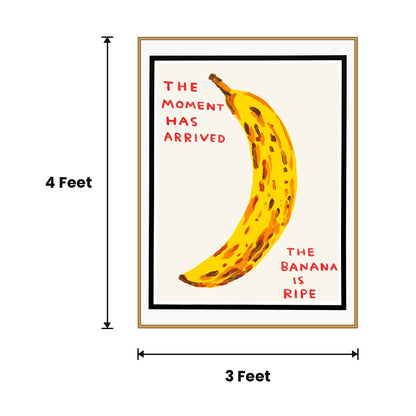 Banana Text Poster Framed acoustic painting size guide, 4 x 3 ft