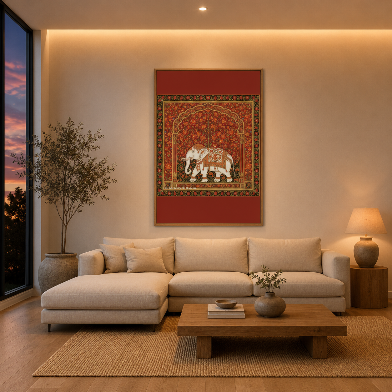 Red Elephant Panel acoustic painting on PET felt canvas