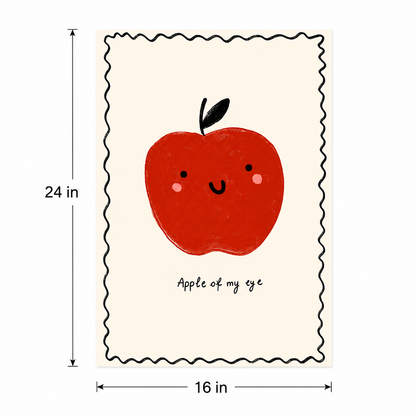Apple Eye acoustic painting shown installed on a kids room wall