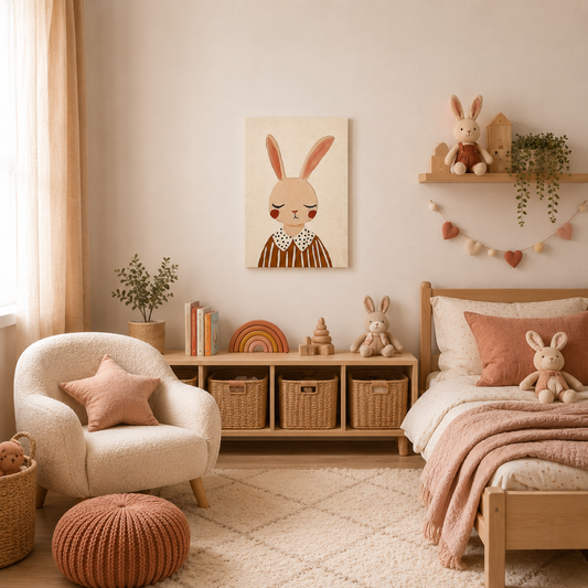 MMT Acoustix Bunny Mom printed canvas felt acoustic panel for kids room