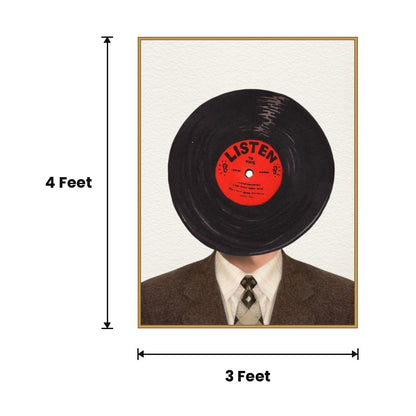 Vinyl Record Head Collage acoustic painting size guide, 4 x 3 ft