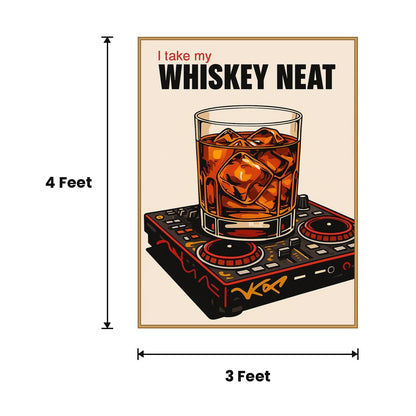 Whiskey Glass DJ Poster acoustic painting size guide, 4 x 3 ft
