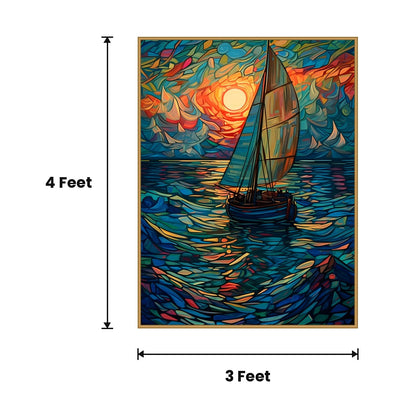 Sailboat Sunset Mosaic acoustic painting size guide, 4 x 3 ft