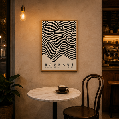 Bauhaus Wave Stripes Poster acoustic painting on PET felt canvas